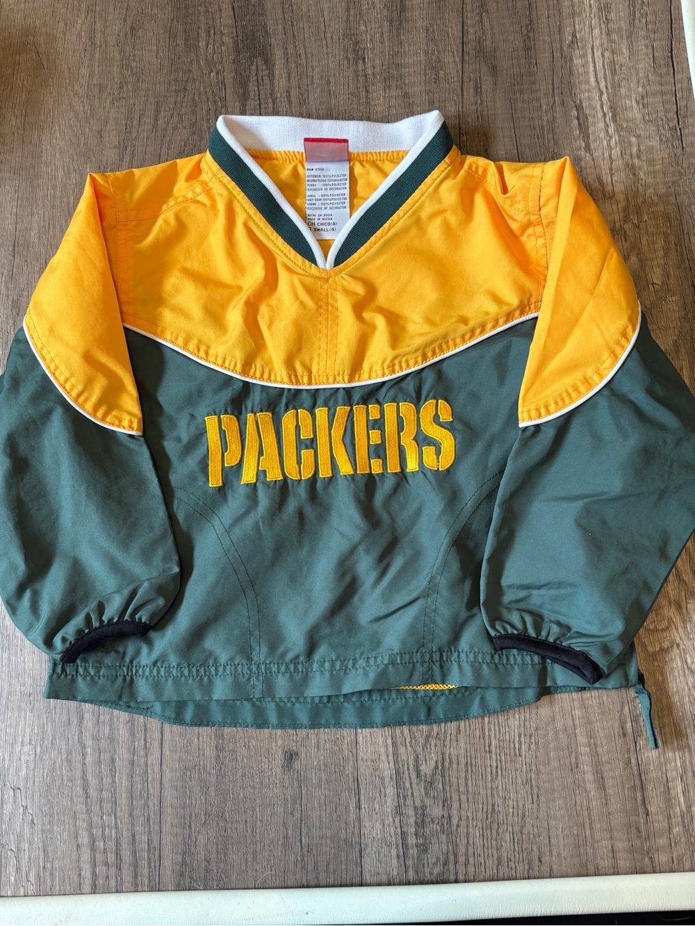 Vintage NFL Kids Green Bay Packers Pullover Windbreaker Jacket Size 4